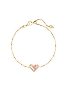 Kendra Scott Ari Heart Gold Chain Bracelet in Dichroic Glass